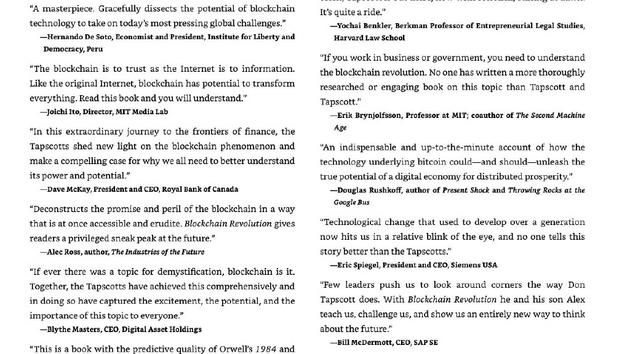 Blurbs for Blockchain Revolution