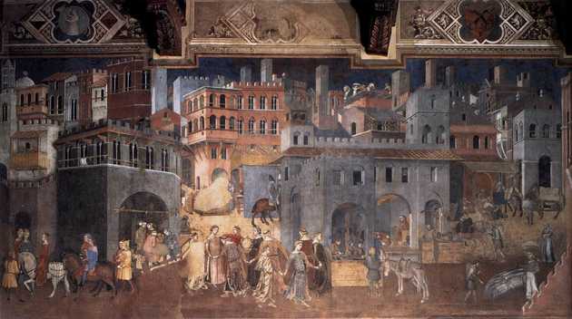A 14th century fresco by Ambrogio Lorenzetti, entitled “Effects of
Good Government on the City Life”