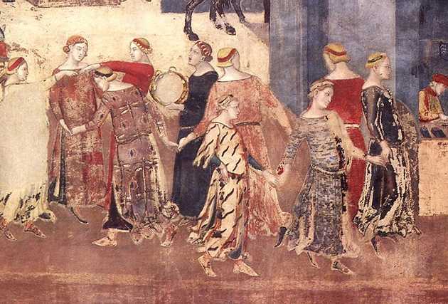 Dancers and musicians coordinate under good governance in Ambrogio
Lorenzetti’s frescos
