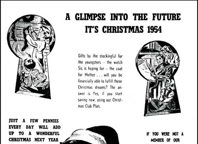 A Christmas Club ad circa 1954